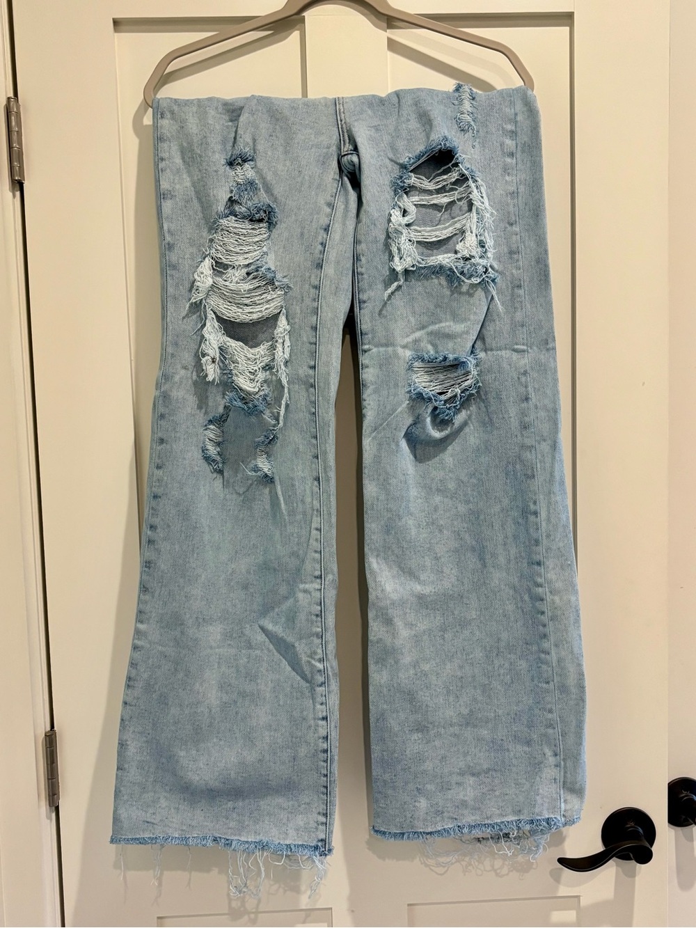 Risen Light Blue Distressed Wide-Leg Women's Jeans